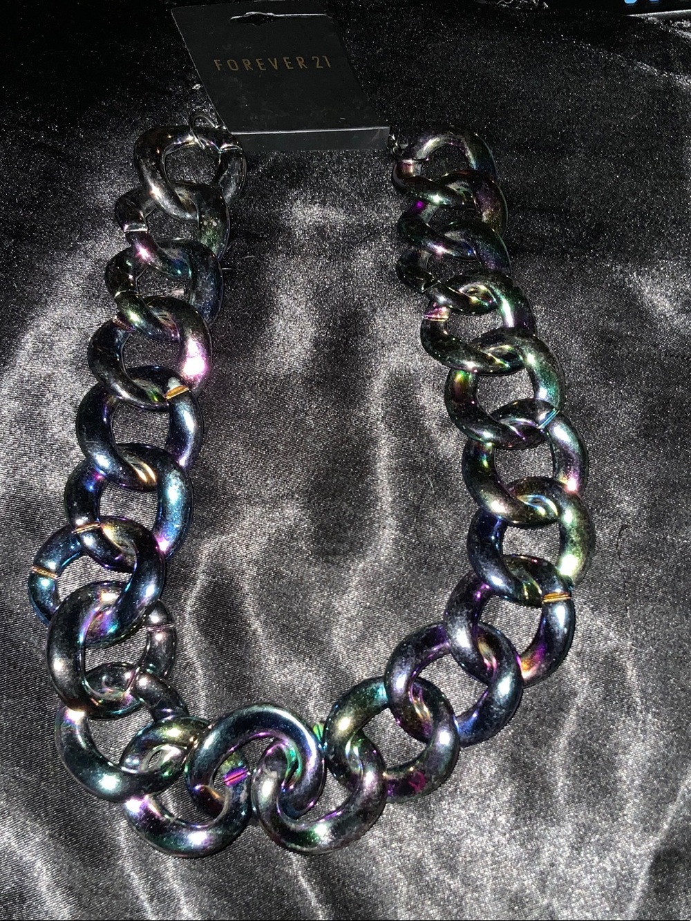 Forever 21 Iridescent Chunky Chain Necklace - Multi-Tone